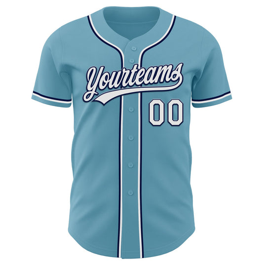 Custom Shadow Blue White-Navy Authentic Baseball Jersey