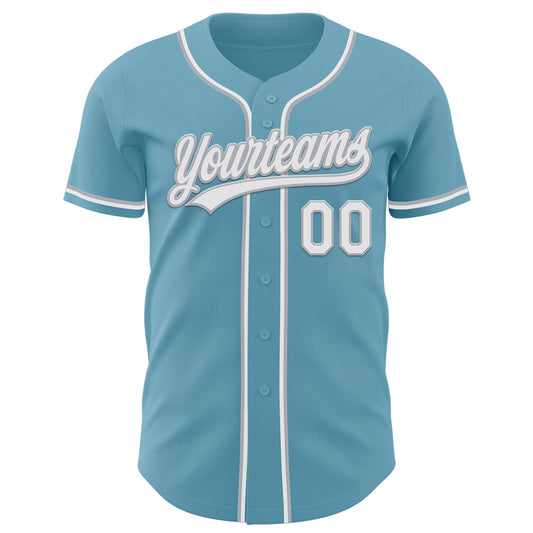 Custom Shadow Blue White-Gray Authentic Baseball Jersey