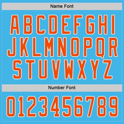 Custom Sky Blue Orange-White Hockey Jersey