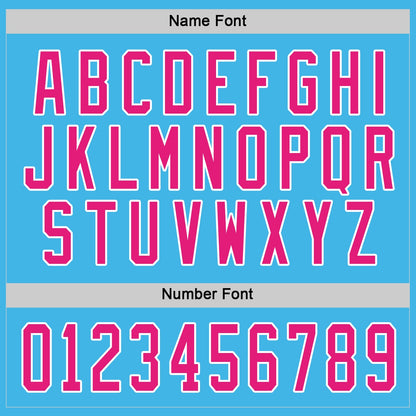 Custom Sky Blue Hot Pink-White Hockey Jersey