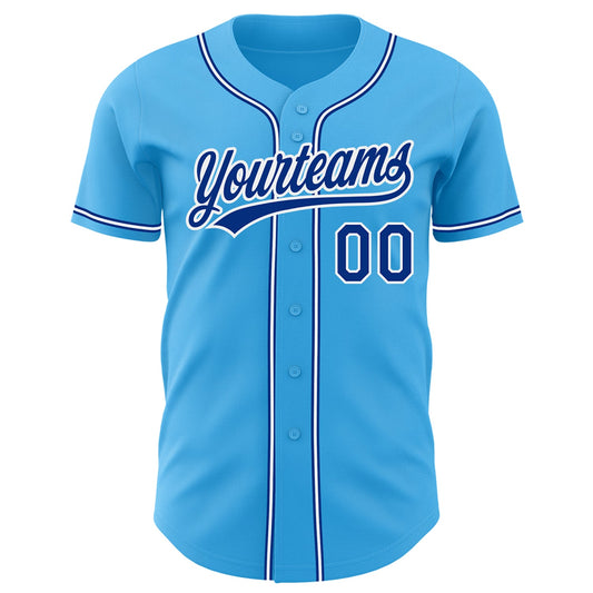 Custom Sky Blue Royal-White Authentic Baseball Jersey