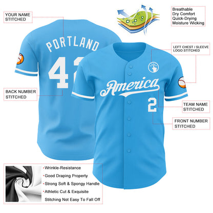 Custom Sky Blue White Authentic Baseball Jersey