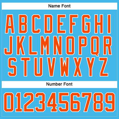 Custom Sky Blue Orange-White Hockey Lace Neck Jersey
