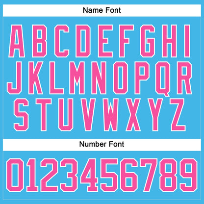 Custom Sky Blue Pink-White Hockey Lace Neck Jersey