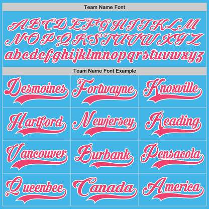 Custom Sky Blue Neon Pink-White Hockey Lace Neck Jersey