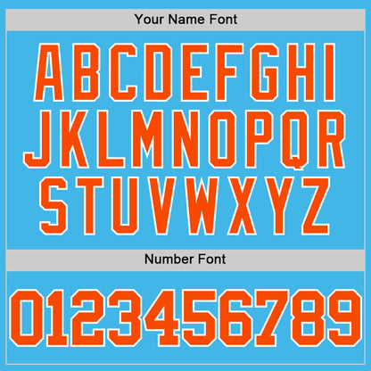Custom Sky Blue Orange-White Authentic Basketball Jersey