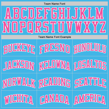 Custom Sky Blue Pink-White Authentic Basketball Jersey