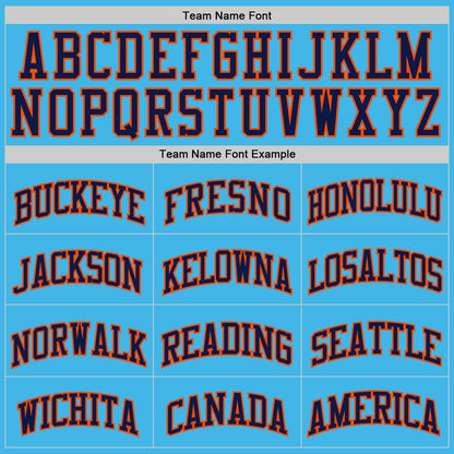 Custom Sky Blue Navy-Orange Authentic Basketball Jersey
