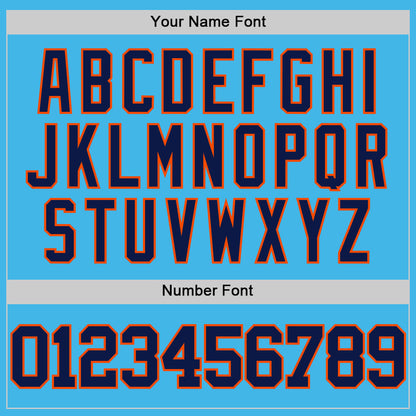 Custom Sky Blue Navy-Orange Authentic Basketball Jersey