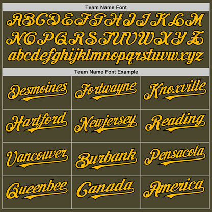 Custom Olive Gold-Black Authentic Sleeveless Salute To Service Baseball Jersey