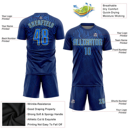 Custom Navy Royal-Gold Sublimation Soccer Uniform Jersey