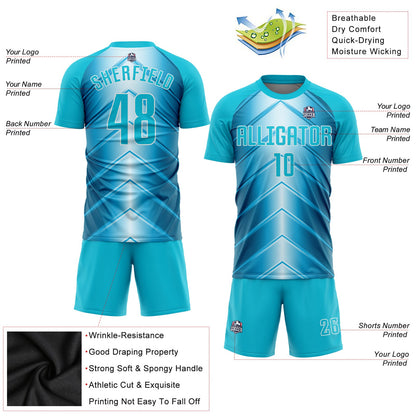 Custom Sky Blue Lakes Blue-White Sublimation Soccer Uniform Jersey