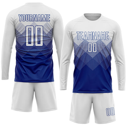 Custom Royal White Sublimation Soccer Uniform Jersey
