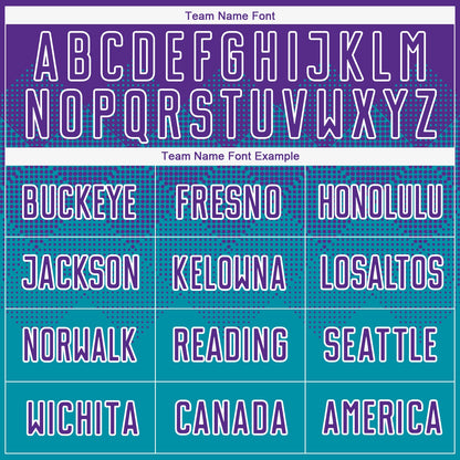 Custom Teal Purple-White Sublimation Soccer Uniform Jersey