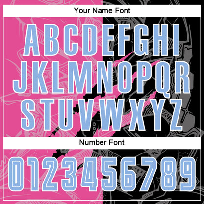 Custom Graffiti Pattern Light Blue Black-Pink Scratch Sublimation Soccer Uniform Jersey