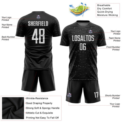 Custom Black White Sublimation Soccer Uniform Jersey