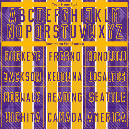 Custom Purple Gold-White Stripes Sublimation Soccer Uniform Jersey
