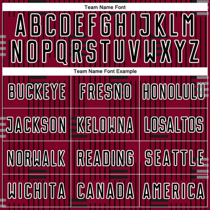 Custom Maroon Black-White Lines Sublimation Soccer Uniform Jersey