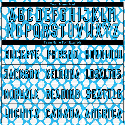 Custom Sky Blue Black-White Snake Skin Sublimation Soccer Uniform Jersey