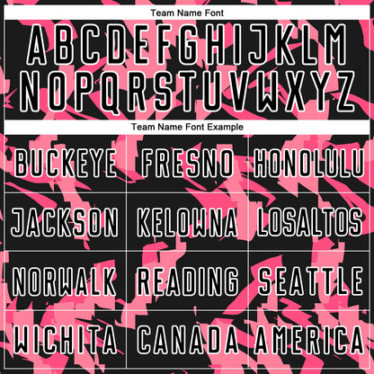 Custom Black Pink-White Abstract Geometric Pattern Sublimation Soccer Uniform Jersey