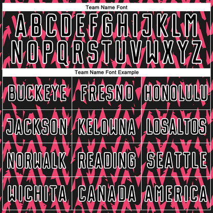 Custom Black Hot Pink-White Abstract Geometric Pattern Sublimation Soccer Uniform Jersey