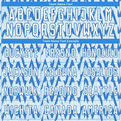 Custom Powder Blue White-Silver Abstract Geometric Pattern Sublimation Soccer Uniform Jersey