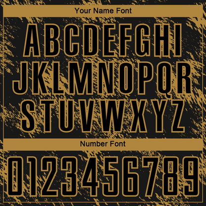 Custom Black Old Gold Abstract Grunge Art Sublimation Soccer Uniform Jersey