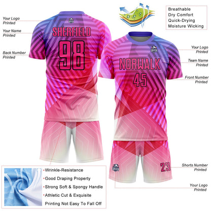 Custom Purple Pink-Black Geometric Shapes Sublimation Soccer Uniform Jersey