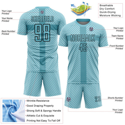 Custom Panther Blue Black Geometric Shapes Sublimation Soccer Uniform Jersey