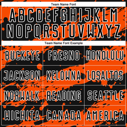 Custom Black Orange-White Splash Sublimation Soccer Uniform Jersey