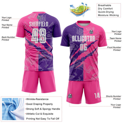 Custom Graffiti Pattern Purple-Pink Scratch Sublimation Soccer Uniform Jersey