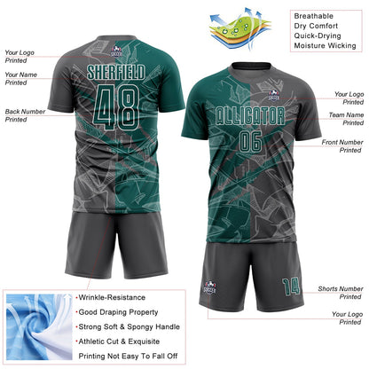 Custom Graffiti Pattern Midnight Green-Steel Gray Scratch Sublimation Soccer Uniform Jersey