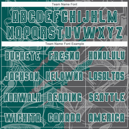 Custom Graffiti Pattern Midnight Green-Steel Gray Scratch Sublimation Soccer Uniform Jersey