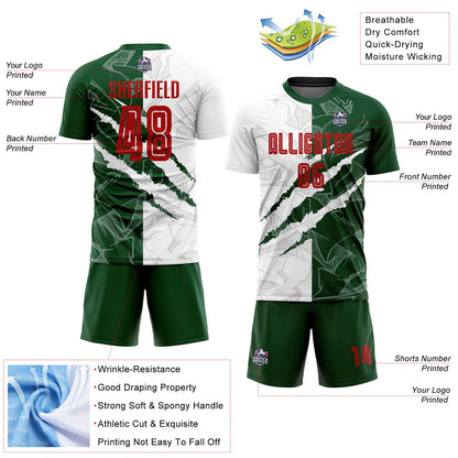 Custom Graffiti Pattern Red-Green Scratch Sublimation Soccer Uniform Jersey