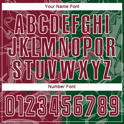 Custom Graffiti Pattern Crimson-Green Scratch Sublimation Soccer Uniform Jersey