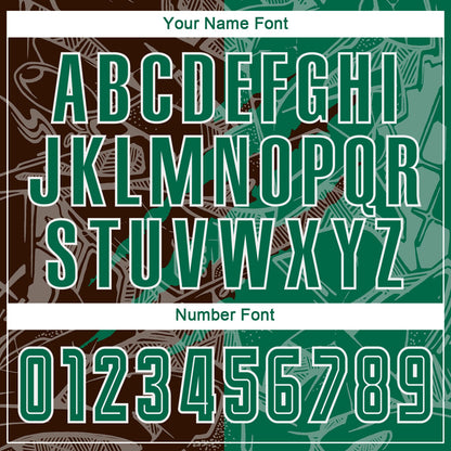Custom Graffiti Pattern Kelly Green-Brown Scratch Sublimation Soccer Uniform Jersey
