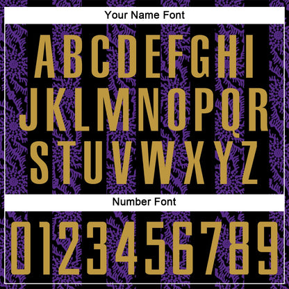 Custom Black Old Gold-Purple Abstract Shape Sublimation Soccer Uniform Jersey