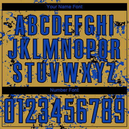 Custom Old Gold Thunder Blue-Black Abstract Fragment Art Sublimation Soccer Uniform Jersey