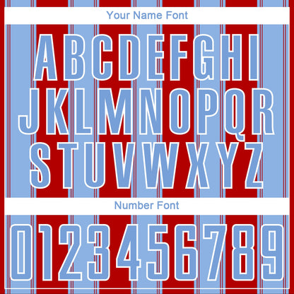 Custom Red Light Blue-White Line Sublimation Soccer Uniform Jersey