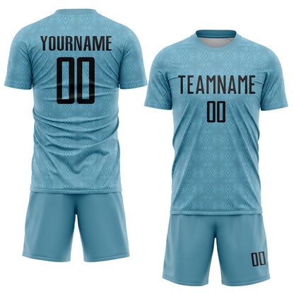 Custom Shadow Blue Black Geometric Shapes Sublimation Soccer Uniform Jersey