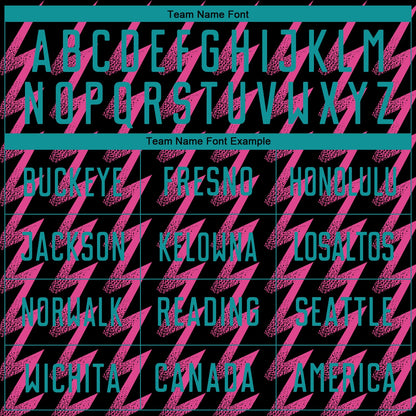 Custom Black Teal-Pink Zigzag Shape Sublimation Soccer Uniform Jersey