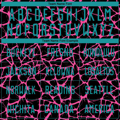 Custom Black Teal-Pink Abstract Network Splash Sublimation Soccer Uniform Jersey