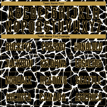 Custom Black White-Old Gold Abstract Network Splash Sublimation Soccer Uniform Jersey