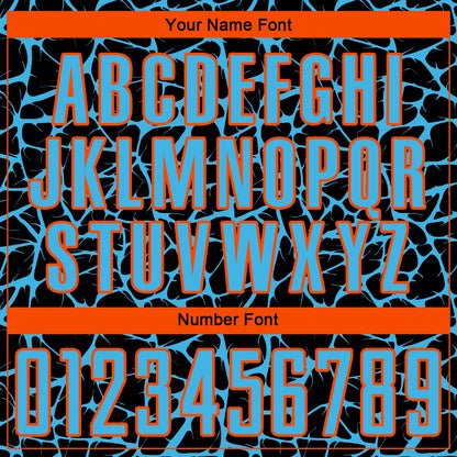 Custom Black Sky Blue-Orange Abstract Network Splash Sublimation Soccer Uniform Jersey