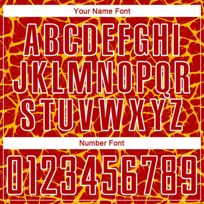 Custom Red Gold-White Abstract Network Splash Sublimation Soccer Uniform Jersey