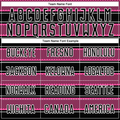 Custom Black Pink-White Geometric Shapes And Line Sublimation Soccer Uniform Jersey