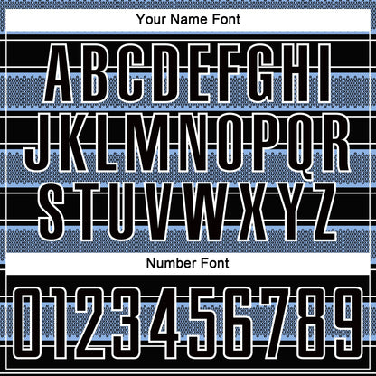 Custom Black Light Blue-White Geometric Shapes And Line Sublimation Soccer Uniform Jersey