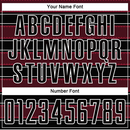 Custom Black Crimson-White Geometric Shapes And Line Sublimation Soccer Uniform Jersey