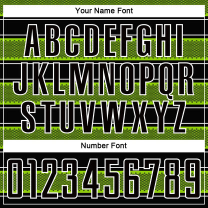 Custom Black Neon Green-White Geometric Shapes And Line Sublimation Soccer Uniform Jersey