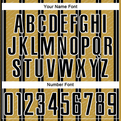Custom Black Old Gold-White Line Sublimation Soccer Uniform Jersey